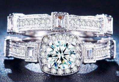Magnificent! 1.41ct Cr.Diamond and Accents Wedding Ring Set- Size 7 / N+ / 17.3mm