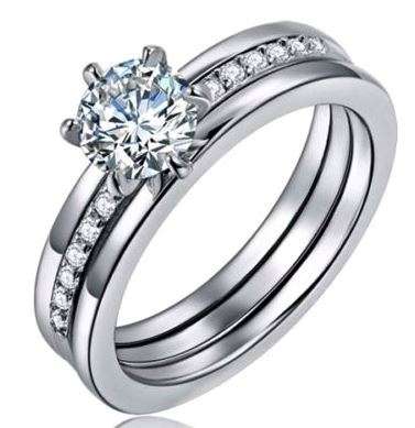 Majestic 0.96ct Cr.Diamond and Accents Wedding Ring Set- Size 7 / N+/ 17.3mm