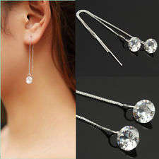 Stunning 2.80ct CZ Drop Dangle Box Chain Threader Earrings