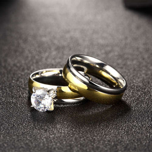 1.00ct White Zircon Engagement Ring and Wedding Band Set - Size 9 / R+ / 19.0mm