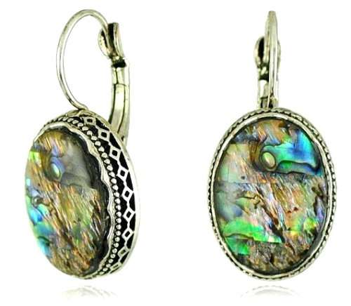 Gorgeous! Large Abalone Seashell Drop Dangle Earrings