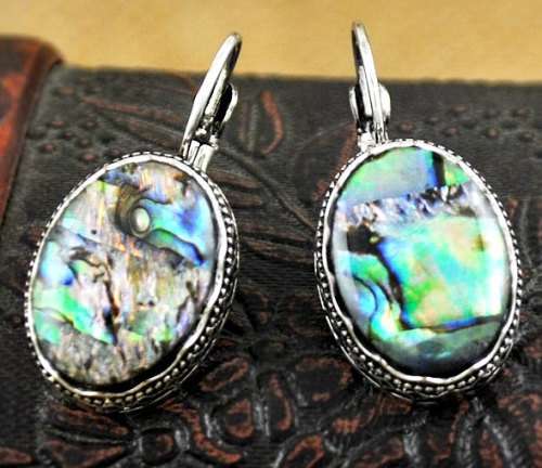 Gorgeous! Large Abalone Seashell Drop Dangle Earrings