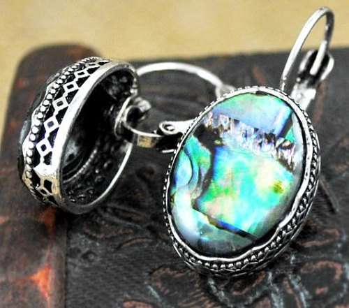 Gorgeous! Large Abalone Seashell Drop Dangle Earrings