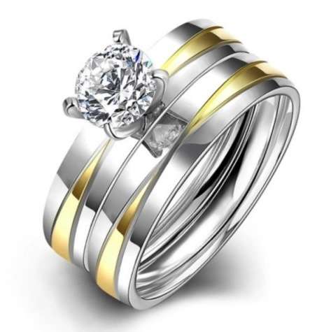 1.00ct White Zircon Engagement Ring and Wedding Band Set - Size 9 / R+ / 19.0mm