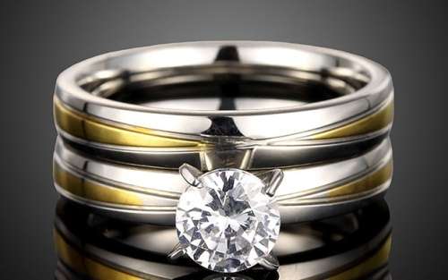 1.00ct White Zircon Engagement Ring and Wedding Band Set - Size 9 / R+ / 19.0mm