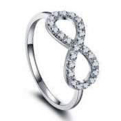 0.39cts Luxury Infinity Love Solid 925 Sterling Silver Ring - Size 7 / N+ / 17.3mm