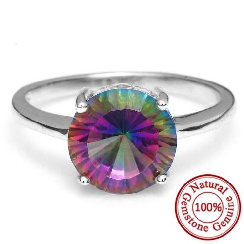 SENSATIONAL! 2.55ct GENUINE MYSTIC TOPAZ 925 STERLING SILVER RING - Size 6 / L+ / 16.4mm
