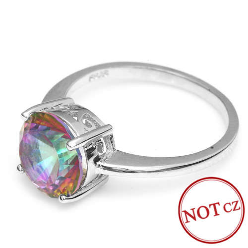 SENSATIONAL! 2.55ct GENUINE MYSTIC TOPAZ 925 STERLING SILVER RING - Size 6 / L+ / 16.4mm