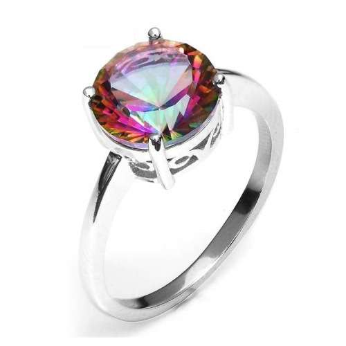 SENSATIONAL! 2.55ct GENUINE MYSTIC TOPAZ 925 STERLING SILVER RING - Size 6 / L+ / 16.4mm