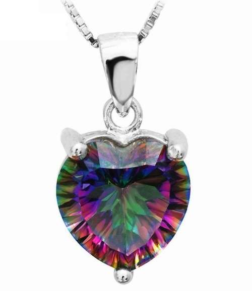 EXTRAORDINARY! 3.55ct GENUINE MYSTIC TOPAZ 925 STERLING SILVER PENDANT