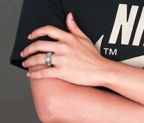 SOLID HEAVY WIRE AND CZ 316L Stainless Steel Band - Ring Size 11 / W / 20.6mm