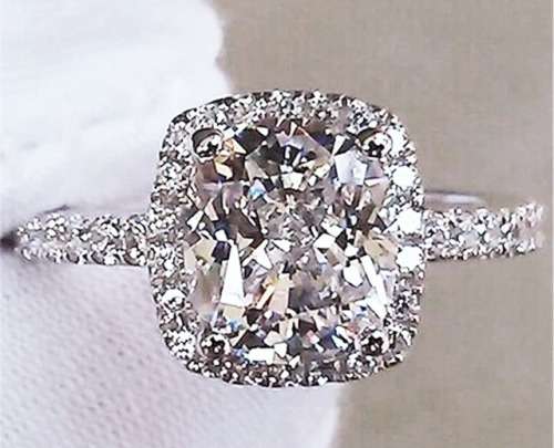 SENSATIONAL! RADIANT CUT 2.12CT CR.DIAMOND HALO ENGAGEMENT RING - Size 6/M