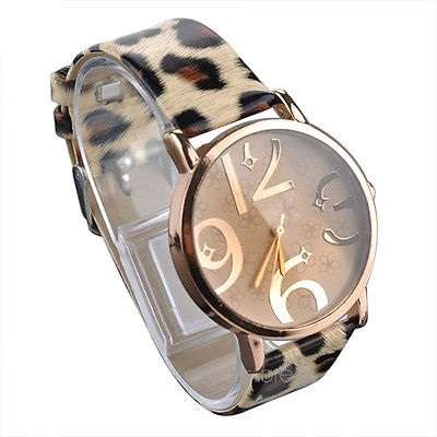 Leopard Inspired PU Leather Strap Analog Quartz Wristwatch