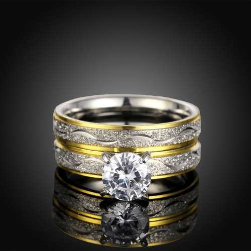 1.00ct White Zircon Engagement Ring and Wedding Band Set - Size 6 / M / 16.3mm