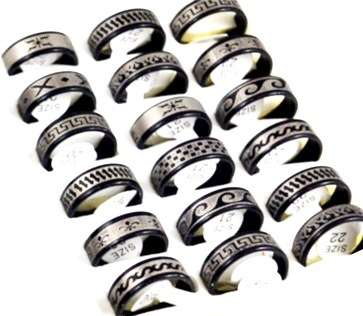 18pcs Lot of Steel Black Rings. Sizes 6,7,8,9,10, 11 - ONE BID TAKES THEM ALL !!!!!
