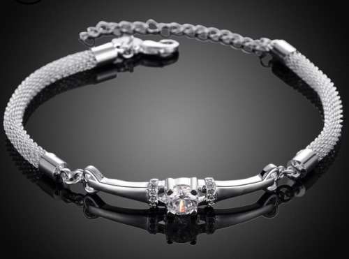 STUNNING! 20cm CRYSTAL MESH BRACELET S925 SILVER