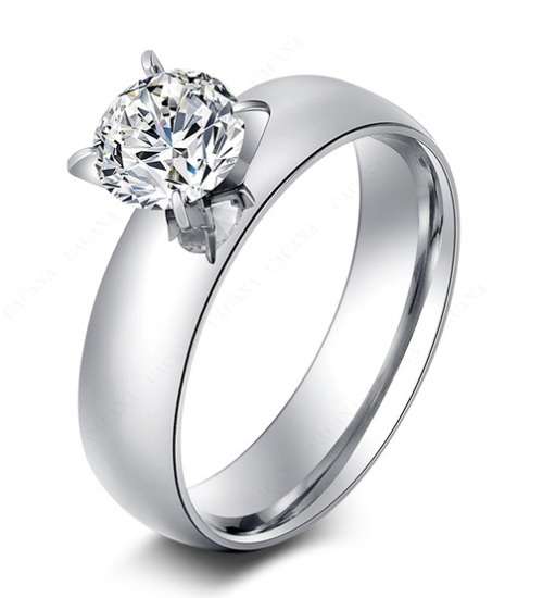 Enchanting Solitaire 1.00ct White Zircon Engagement Ring - Size 8 / P+ / 18.0mm