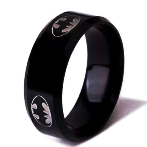 BLACK Batman Ring 8mm- Size 7 / N+ / 17.3mm diameter