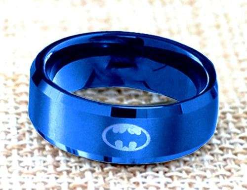 BLUE Batman Ring 8mm- Size 6 / L+ / 16.3mm diameter