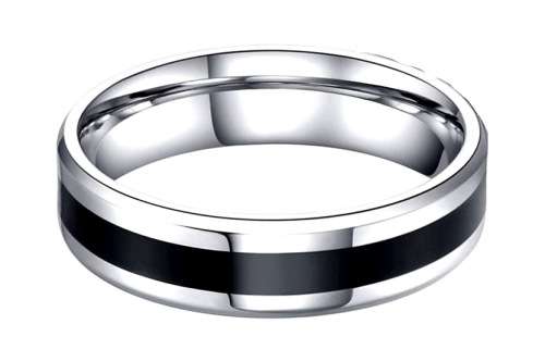 6MM Solid 316L Stainless Steel Band with Black inlay. Ring Size 10 / U
