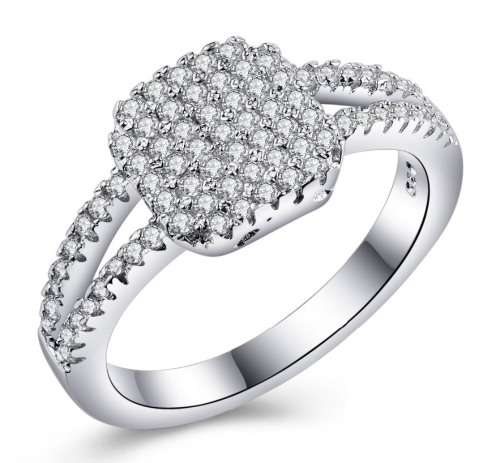 BREATHTAKING! MICRO PAVE 0.77CT CR.DIAMOND ENGAGEMENT RING - Size 8/Q