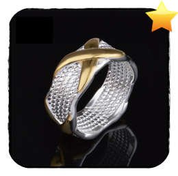 GOLDEN X RING 925 SILVER FILLED - SIZE 7 / O