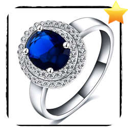 Dianesque! 1.8ct Cr.Blue Sapphire and Diamonds Halo Engagement Ring - Size 9 / R+ / 18.9mm
