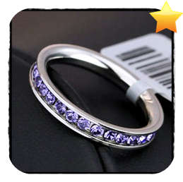 316L Stainless Steel eternity band with PURPLE cubic zirconia stones. - Size 5 / K / 16mm