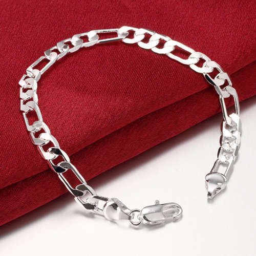 STUNNING! 20cm FIGARO BRACELET S925 SILVER