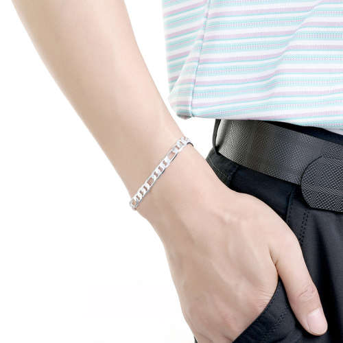 STUNNING! 20cm FIGARO BRACELET S925 SILVER