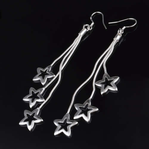 GORGEOUS! TRILOGY OF DANGLING STARS EARRINGS S925 SILVER