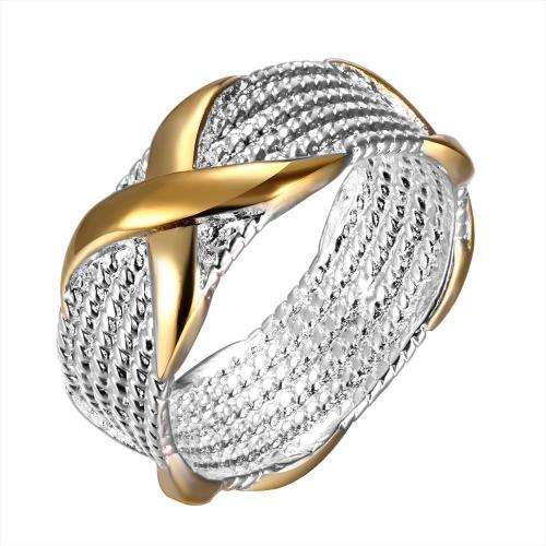 ***3 AVAILABLE*** GORGEOUS! GOLDEN X RING S925 SILVER - SIZE 7 / N+ / 17.3mm
