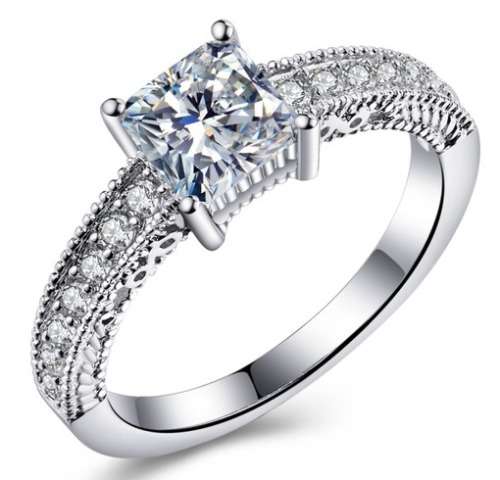 BREATHTAKING! 1.66ct Cr. Diamond Princess Engagement Ring - Size 8 / Q / 18.0mm