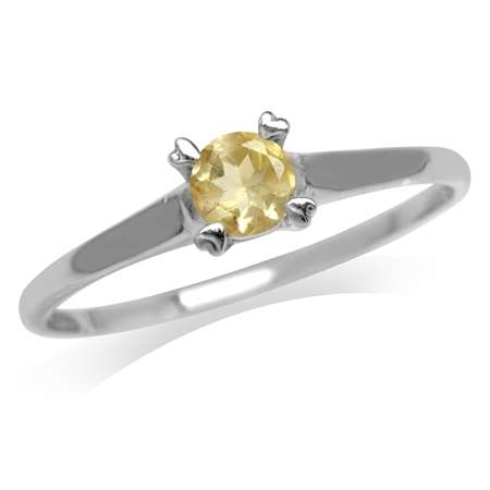 ~~*STER-LING-SIL-VER*~~ Genuine, REAL, Solid, 925 Sterling Silver Ring, Natural Citrine. Size 5/J+