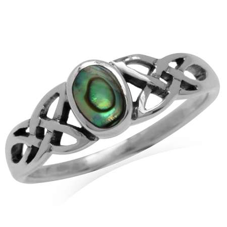 ~~*STER-LING-SIL-VER*~~ Genuine, REAL, Solid, 925 Sterling Silver Ring, Abalone Shell. Size 8.5/R