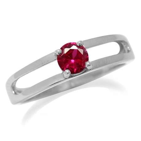 ~~*STER-LING-SIL-VER*~~ Genuine, REAL, Solid, 925 Sterling Silver Ring, Simulated Ruby. Size 9/R+