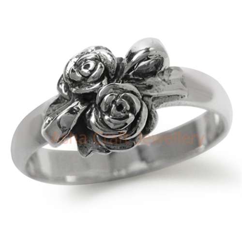 Genuine, REAL, Solid, 925 Sterling Silver Rose Flower Ring. Size 6.5 / M+