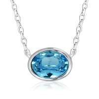 Asha Craft: Sky Blue 10mm Austrian Crystal Necklace - 18k White Gold Plated
