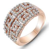 Asha Craft: Shimmering Austrian Crystal Ring 18k Rose Gold Plated. SIZE 7 / O