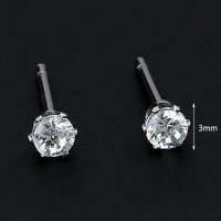 Asha Craft: AAA+ Sparkling 3mm White CZ 316L Stainless Steel Studs