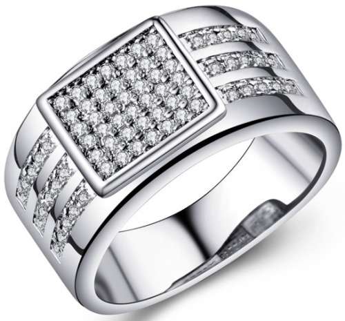 Micro Pave Sparkling White CZ S925 Silver Glamorous/Statement Ring - Size 8 / P+