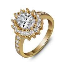 QUALITY BRAND White Cubic Zirconia Ring 18k Gold Plated. SIZE 7/O