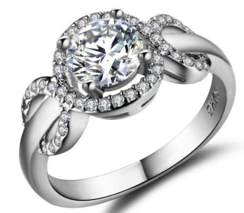 GORGEOUS!! 1.07ct Cr.Diamond Swirl-band Pave Engagement Ring- Size 7/O/17.3mm