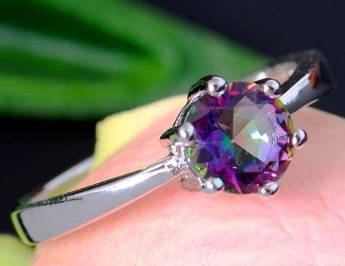 PRETTY SOLITAIRE! 0.80ct Cr.MYSTIC TOPAZ S925 SILVER RING - Size 7 / N+ / 17.2mm