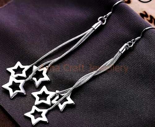 GORGEOUS! TRILOGY OF DANGLING STARS EARRINGS S925 SILVER