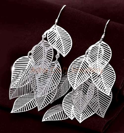 PRETTY! FLORA LEAF DANGLE EARRINGS S925 SILVER