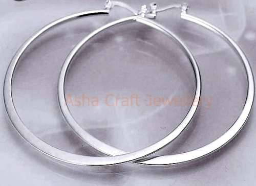 FANTASTIC!! LARGE 55mm ROUND HOOP EARRINGS S925 SILVER