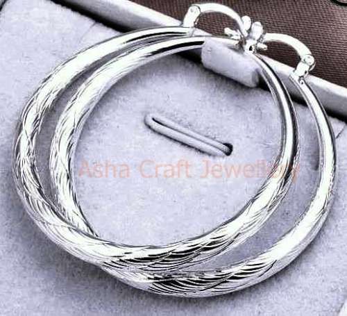 GORGEOUS!! TEXTURED 39mm HOOP EARRINGS S925 SILVER