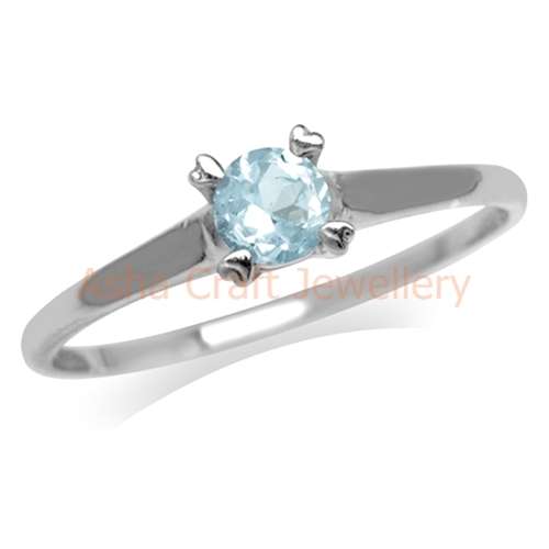~~*STER-LING-SIL-VER*~~ Genuine, REAL, Solid, 925 Sterling Silver Ring, Genuine Blue Topaz. Size 5