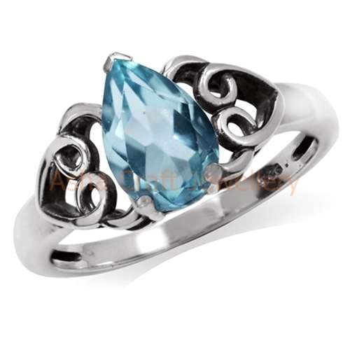 ~~*FREE SHIPPING*~~ Genuine, REAL, Solid 925 Sterling Silver, 1.54ct Genuine Blue Topaz. Size 10